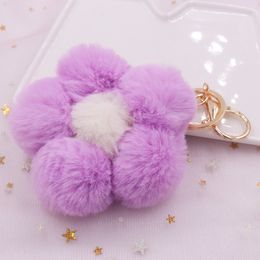 Sunflower Ball Key Chain Party Favor Fashion Flower Bag Pendant Female Fur Wholesale 1223665