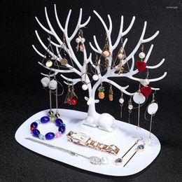 Jewelry Pouches Lovely Deer Stand Display Tray Tree Earring Holder Watch Necklace Ring Pendant Bracelet Storage Racks