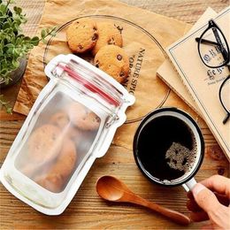 Storage Bags Eusable Mason Jar Bottles Nuts Candy Cookies Bag Seal Fresh Food Zipper Sealed Kitchen Organizer