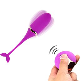 Vibrators Powerful Vibrating Egg Fish Tail Wireless Remote Control Vibratiors for Women Dildo g Spot Massager Goods Adults Sex Shop 1115