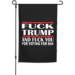 Черт возьми Трамп и трахните вас за голосование за него садовый флаг Двусторонний 12x18 дюймов, устойчивый