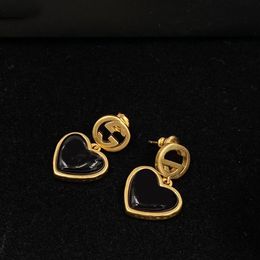 2022 Charm Earrings New Fashion Luxury Brand Designer Heart-shaped Double G Letter Gemstone Pendant Women Earrings Wedding Party High End Jewellery with Box and Stamps