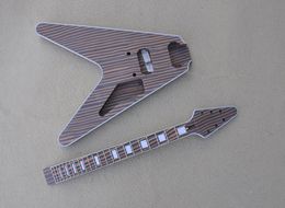 Zebra wood flying v semi-finished electric guitar Can be customized as request