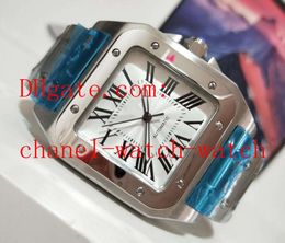 New Men's 100 XL Wrist Watches Stainless steel Bracelet Silver Mens Automatic Mechanical Movement Watch