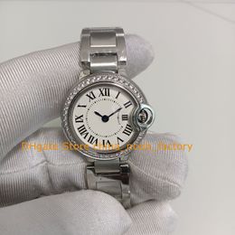 Ladies Diamond Bezel Watch Women Quartz Movement 28mm Lady Silver Roman Dial Stainless Steel Ladies Bracelet Wristwatches W4BB0015 Women's Watches