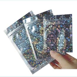 Packing Bags Resealable Smell Proof Bags Foil Pouch Bag Flat Mylar For Party Favor Food Storage Holographic Color With Glitter Star Dhyfl