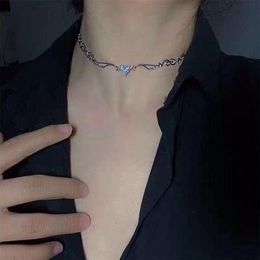 Colares pendentes Goth EGirl Asthetic Heart Crystal Wave Colar para mulheres Correntes fofas Grunge Charker Collar Indie Collier Jewelr279x