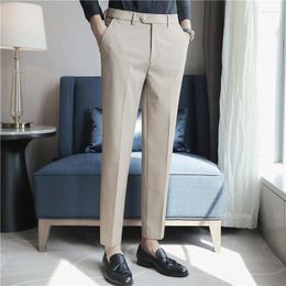 Men's Suits 2022 Men Non-iron Fabric Dress Pants Slim Straight Black White Casual Suit Male Business Little Feet