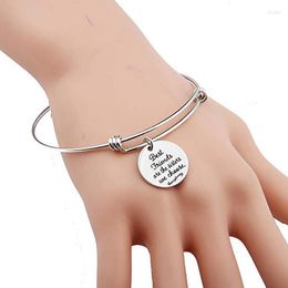 Bangle Titanium Steel Bracelet Lettering Push Pull Adjustable Charm For Women And Children Gifts