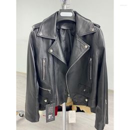 Women's Leather 2022 Spring Genuine Jacket Women Fashion Real Sheepskin Coat Motorcycle Biker Sheep Female Short Full