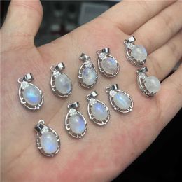 Moonstone Pendants Natural Gemstone Crystal Blue Light Healing Stone Silver Pendant Bulk Wholesale