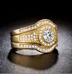princess cut simulated diamond rings UK - New Wedding Rings Pave Setting Princess Cut 10kt white gold filled CZ Simulated Diamond Topaz 3 IN 1 Women Jewelry