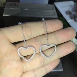 Dangle Earrings Choucong Heart Shape Drop Earring Zircon Cz 925 Sterling Silver Engagement Wedding For Women Jewellery