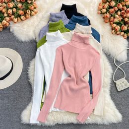 Turtleneck Womens Sweaters Autumn Winter Fashion Knitting Pullovers Casual Slim Jumpers Basic Slim Solid Jumper New 2023