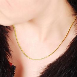 Anhänger Halsketten 1 2mm 24 Karat Pure Gold Farbketten Halskette Schlangenkette für Männer Frauen Luxus Hochzeit Schmuck Hochqualität1212H