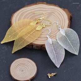 Dangle Earrings Fashion Leaf Skeleton Hanging Hook Exquisite And Elegant Gold Silver Natural Inspired Jewelry