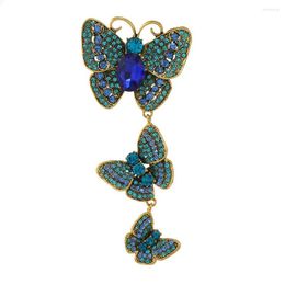 Brooches Muylinda Fashion Rhinestone Blue Colour Three Butterfly For Women Beautiful Insect Pin Winter Design Jewellery