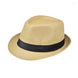 Berets Fashion Men Women Straw Hat Belt Decoration Breathable Sunscreen Floppy Beach Shade Foldable Summer Fishing Bucket Hats