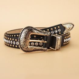 Belts Buckle Women PU-Leather Strap Western Cowboy Y2K Girls Fashion Belt For Jeans