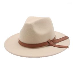 Berets Felted Hats Fedora Leather Belt Band Vinatge Women Hat Men Solid Multicolor Wide Brim Khaki Camle Autumn Fascinator