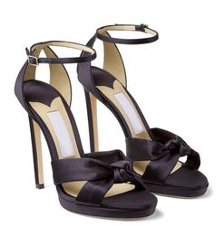 Famous Brand Women Rosie Sandals Shoes Satin Two Tubular Straps Platform Heels Wedding Party Dress Lady Elegant Pumps EU35-43 With Box