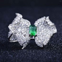 Cluster Rings CIZEVA Women Jewellery Butterfly Flower Finger Ring Shiny Crystal Zircon Wedding Bridal Trendy