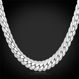 6MM 18 -32 Men Gold Chain Long Necklace Platinum Plated Jewellery Curb Cuban Link Chain Necklace257W