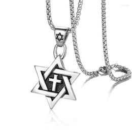 Pendant Necklaces High Quality Metal Gold Plated Star Of David Cross Necklace Classic Jewish Cultist Amulet Jewellery