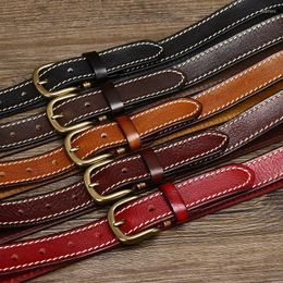 Belts Genuine Leather Cowskin Strap Pin Buckle Fancy Vintage For Jeans 2.8cm Width Women Belt Designer Female