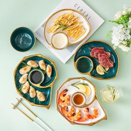 Dinnerware Sets Dumpling Plate With Vinegar Dish Home Snack Creative Tableware Ceramic Ins Wind Sushi Dinner Set