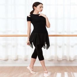 Stage Wear Women Dance Performance Clothing Fashion Trends Ballet Dancing Suit Black High-neck Blouse Skirt Pants