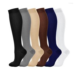 Men's Socks HUAYASX Solid Colour Unisex Compression Cocks Men Women Grey Black Blue Brown Bhite Apricot 15-20mmhg