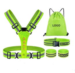 LED light reflective clothing lamp beads set factory direct sale bright safety vest adjustable reflective strap