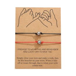 Card Bracelet Simple Round Bead Spherical Wax Thread Woven Couple Bracelet Rope