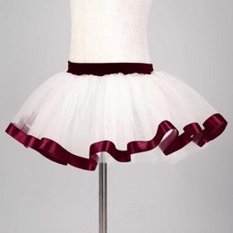 Stage Wear Dance Ballet Dress For Kids Girls Leotard Skirt Satin Around Hem Practise Ballerina DanceWear Short Mesh Tutu Skirts