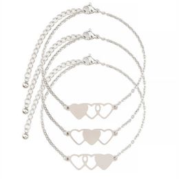 Best Friends Bracelet Creative Personality Stainless Steel Heart Chain Bracelet 3-piece Set