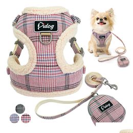 Dog Collars Leashes Dog Collars Leashes Soft Pet Harnesses Vest No Pl Adjustable Chihuahua Puppy Cat Harness Leash Set For Small M Dhdoi