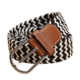 Belts Knitted Leather 3.5cm Wide Causal Belt Metal Pin Buckle Man Women Black Brown Fashion Waist Strap For Jeans Skirt