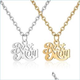 Pendant Necklaces Stainless Steel Mom Pendant Necklace Gold Hollow Letter Necklaces For Women Girls Mother Day Gift Fashion Jewellery Dhkad