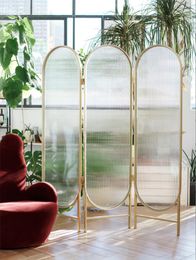 Tempered glass folding screens partition can be moved and installed free ins network red Nordic living room decoration modern luxury