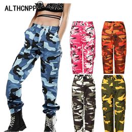 Womens Pants Capris Streetwear Camouflage Hip Hop Cargo Women High Waist Sweatpants Boyfriend Trousers Camo Pantalon Femme 221121