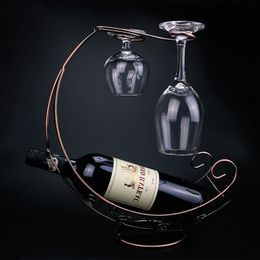 Tabletop Wine Racks Creative Metal Rack Glass Holder Stand Grape Bracket Shelf Display 221121