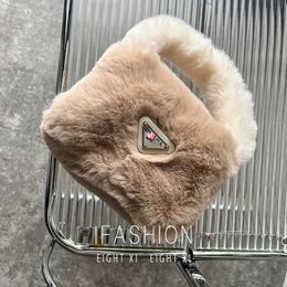 Small Cute Pink Soft Plush Bags Color Blocked Fresh Girl's Designer Handbags