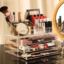Storage Boxes Clear Makeup Organizer Drawers Acrylic Large Cosmetic Display Case Stackable Box With Drawer