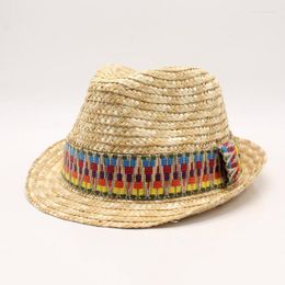 Berets Fashion Panama Hat Men Straw Fedora With Colourful Band Women Summer Beach Chapeau Jazz Trilby Cap Sombrero NZ264