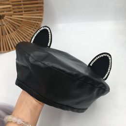 Berets Spring Summer The Ear Skin Beret Buds Hat Female Drill Lovely Old Painter Reduction Cap Korea Fashion And Personality