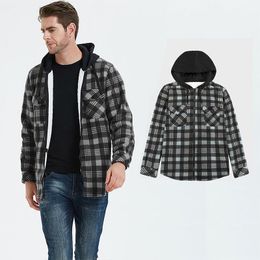 Men's Jackets Winter Casual Plaid Jacket Men's Fleece Thickened Shirt Lamb Fleece Jacket 221121