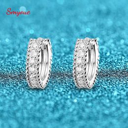 Hoop Huggie Smyoue D Renk 014CT Kadınlar İçin Küpe Simülasyon Elmaslar S925 Gümüş Düğün Doğum Günü Sevgililer Hediyesi 221119