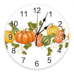 Wall Clocks Thanksgiving Autumn Pumpkin Vegetables White Clock Modern Design Living Room Decoration Mute Watch Home Decor