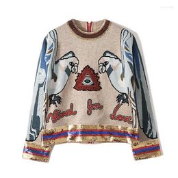 Women's Sweaters Women's Sequins Animal Embroidery Sweater Hedging Long-sleeved Bottoming Shirt Pullovers Tops Sueter Mujer Invierno